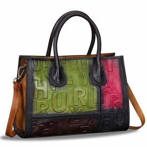 Purses For Genuine Textured Satchel Handbags Hand Painted Retro Top Handle